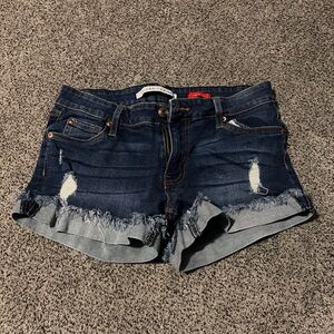 Celebrity Pink Dark Blue Distressed Jean Shorts
